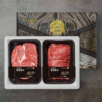 [더기다림 횡성한우] 1+ 횡성한우 스페셜  정육 선물세트 2호 800g [등심 400g +불고기 400g]
