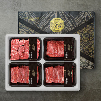 [더기다림 횡성한우] 1+ 횡성한우 스페셜  정육 선물세트 6호 1.6kg [국거리 400g +불고기 400g + 장조림 400g +산적 400g]