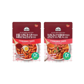 [동원] 하루미 매콤달콤 떡볶이양념 130g 5봉 + 불닭로제맛 떡볶이양념 130g 5봉