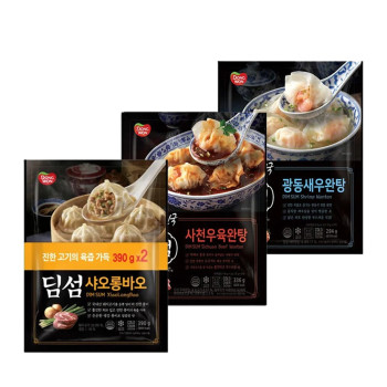 [동원] NEW 딤섬 샤오롱바오 390g 2봉 + 광동새우완탕 294g 2봉 + 사천우육완탕 336g 2봉