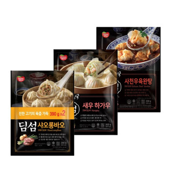 [동원] NEW 딤섬 새우하가우 300g 2봉 + 샤오롱바오 390g 2봉 + 사천우육완탕 336g 2봉