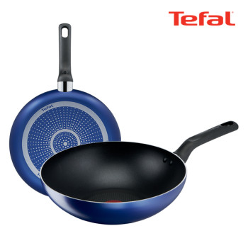 [테팔] 팬&냄비 PTFE 미드나잇 블루 2종세트 (프라이팬 24cm+볶음팬 28cm)