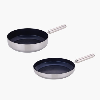 [네오플램] NEW 엣지팬 스텐 블루 IH 프라이팬 2종세트 (28cm 프라이팬, 28cm 궁중팬)