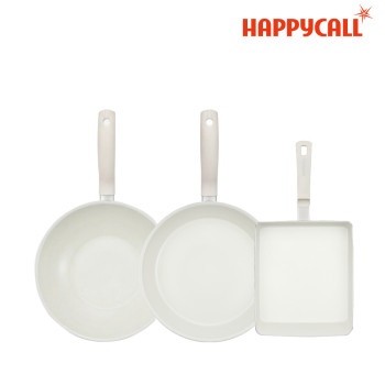 [해피콜] 사파이어 화이트 IH 프라이팬 3종B (계란말이팬24cm+프라이팬28cm+궁중팬28cm)