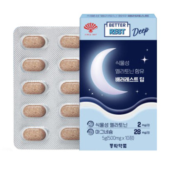 (투와이) 동화약품 식물성 멜라토닌 함유 배러레스트 딥(Deep) 흑하랑 상추추출분말 10정 6박스_tw