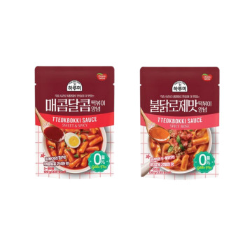 [동원] 하루미 매콤달콤 떡볶이양념 130g 5봉 + 불닭로제맛 떡볶이양념 130g 5봉