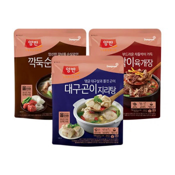 [동원] 양반 깍둑순살 갈비탕 700g + 차돌박이 육개장 700g + 대구곤이 지리탕 700g