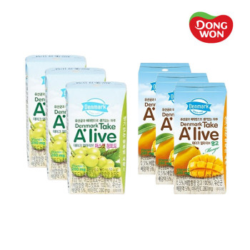[동원] 덴마크 테이크 얼라이브 머스캣 청포도 (120ml×24개)+망고 (120ml×24개)