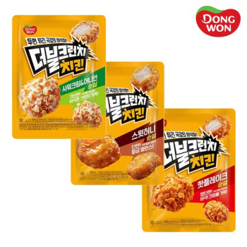 [동원] 더블크런치 스윗허니 순살치킨 380g 1개 + 더블크런치 핫플레이크 시즈닝 치킨 380g 1개 + 더블크런치 사워크림&어니언 시즈닝 치킨 380g 1개