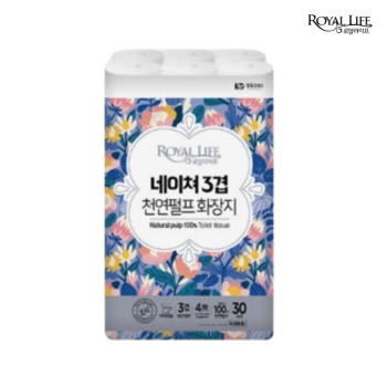 [로얄라이프] 네이쳐 3겹 100% 천연펄프 27M 30롤 화장지 (1팩)