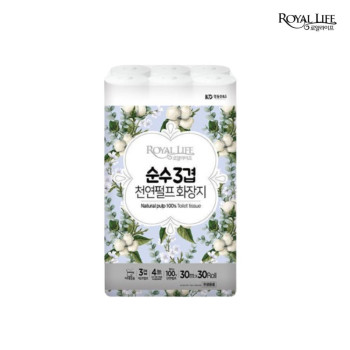 [로얄라이프] 순수 3겹 100% 천연펄프 화장지 30M 30롤 (1팩)