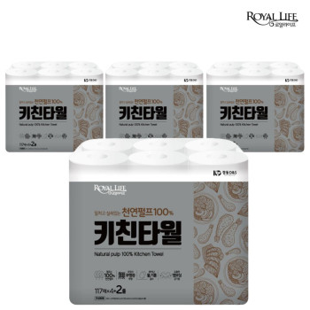 [로얄라이프] 키친타올 117매 2겹 6롤(4팩)