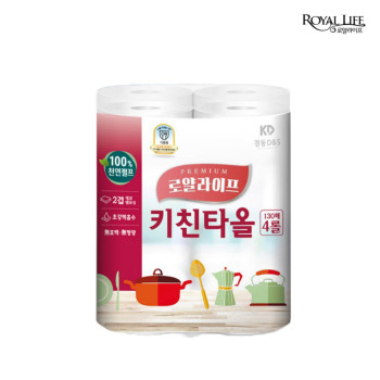 [로얄라이프] 키친타올 130매 2겹 4롤 (1팩)