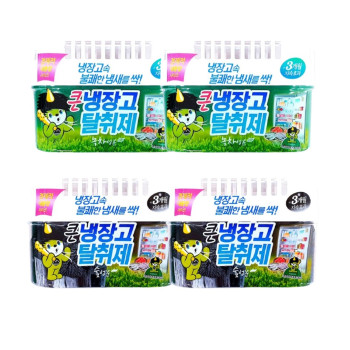 산도깨비 냉장고탈취제 냄새제거 녹차향 420g 2개+숯향 2개