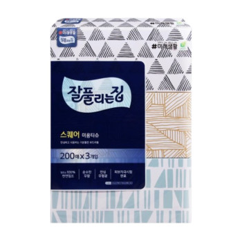 잘풀리는집 스퀘어 각티슈 미용티슈 200매 3입 (1팩)