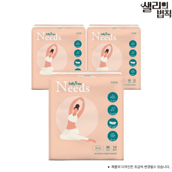 샐리의 법칙 생리대 니즈원 순면감촉 중형 14매 X 3팩_국내산