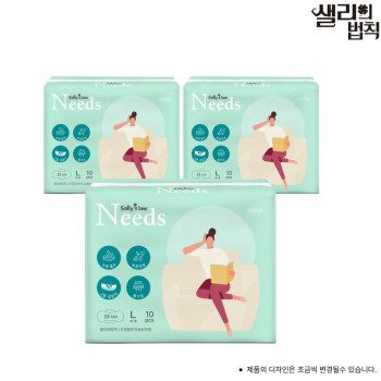 샐리의 법칙 생리대 니즈원 순면감촉 대형 10매 X 3팩_국내산