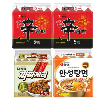 [봉지라면 멀티 4팩]신라면 5개 (2팩)+짜파게티 5개+안성탕면 5개