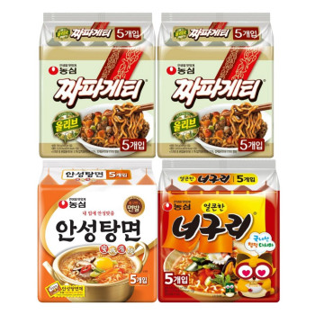 [봉지라면 멀티 4팩]짜파게티 5개 (2팩) +안성탕면 5개+너구리 얼큰한맛 5개