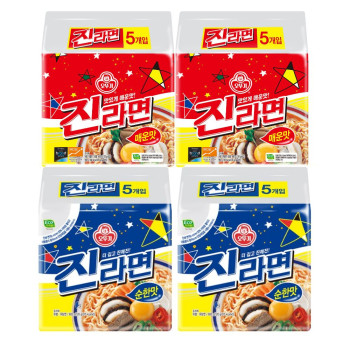[봉지라면 멀티 4팩]진라면 매운맛 (2팩) +진라면 순한맛 (2팩)