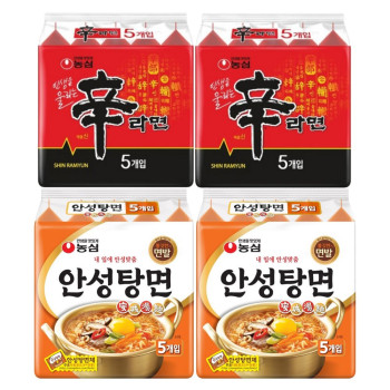 [봉지라면 멀티 4팩]신라면 5개 (2팩)+안성탕면 5개(2팩)